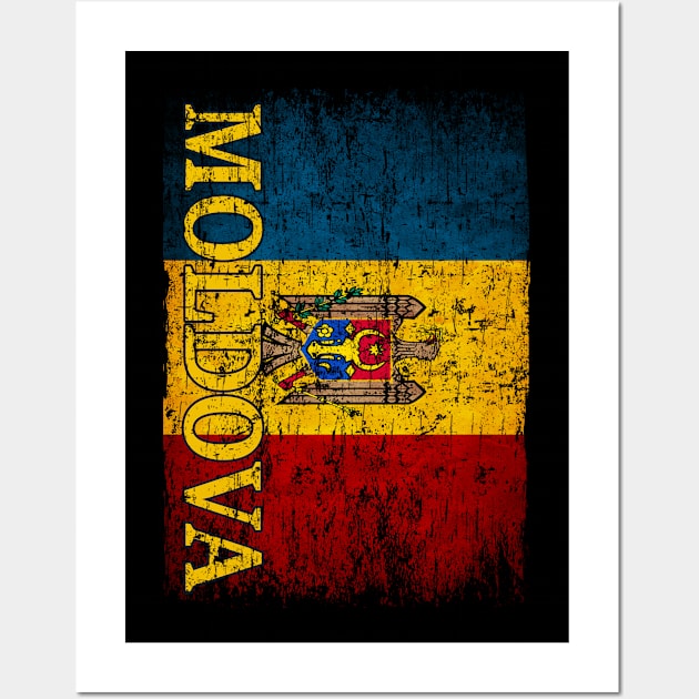 Moldova Flag Gift Women Men Children Moldova Retro Vintage Wall Art by Henry jonh